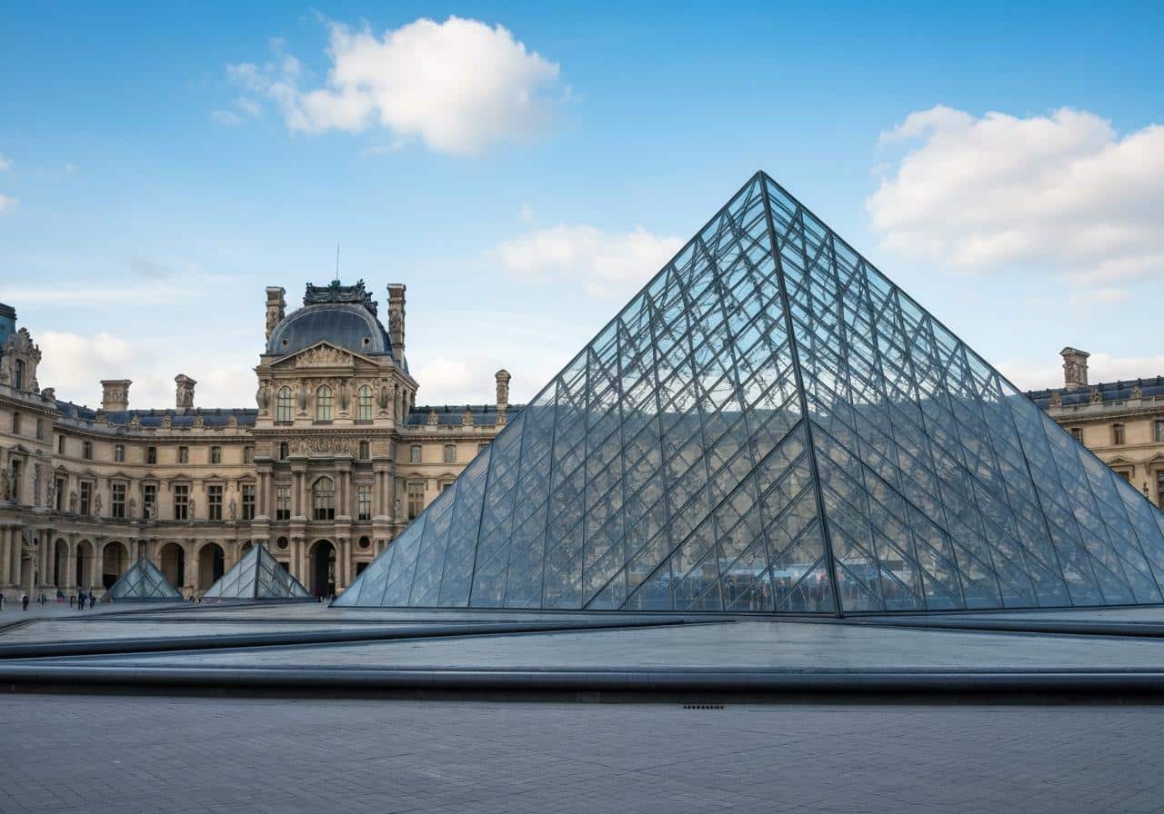 Grande pyramide du Louvre vue extérieure cour Napoléon