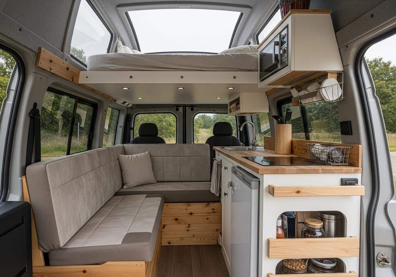 Intérieur van aménagé toit relevable espace famille