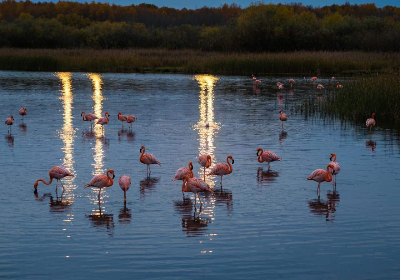 Camargue automne flamants roses marais dorés