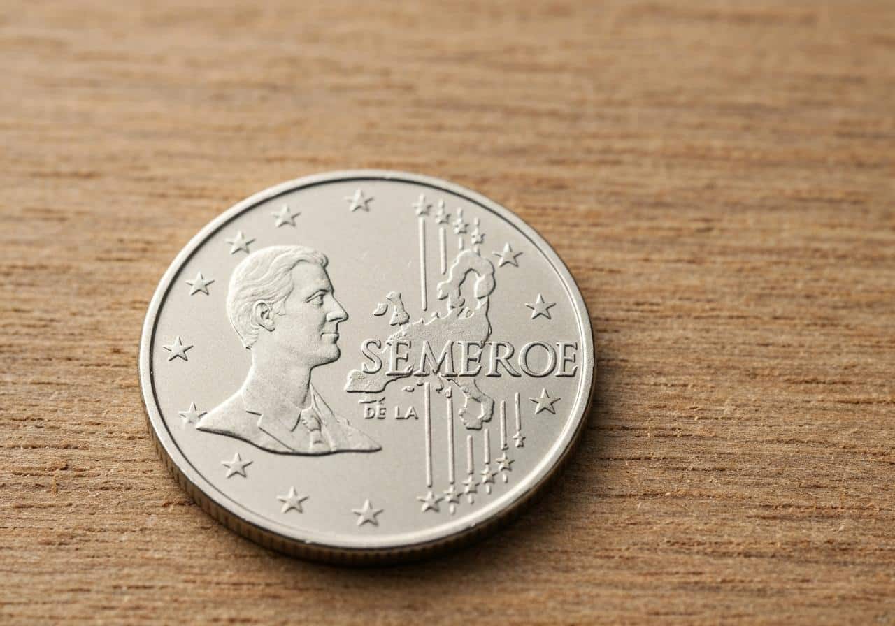 Pièce de 5 francs Semeuse argent posée sur surface bois