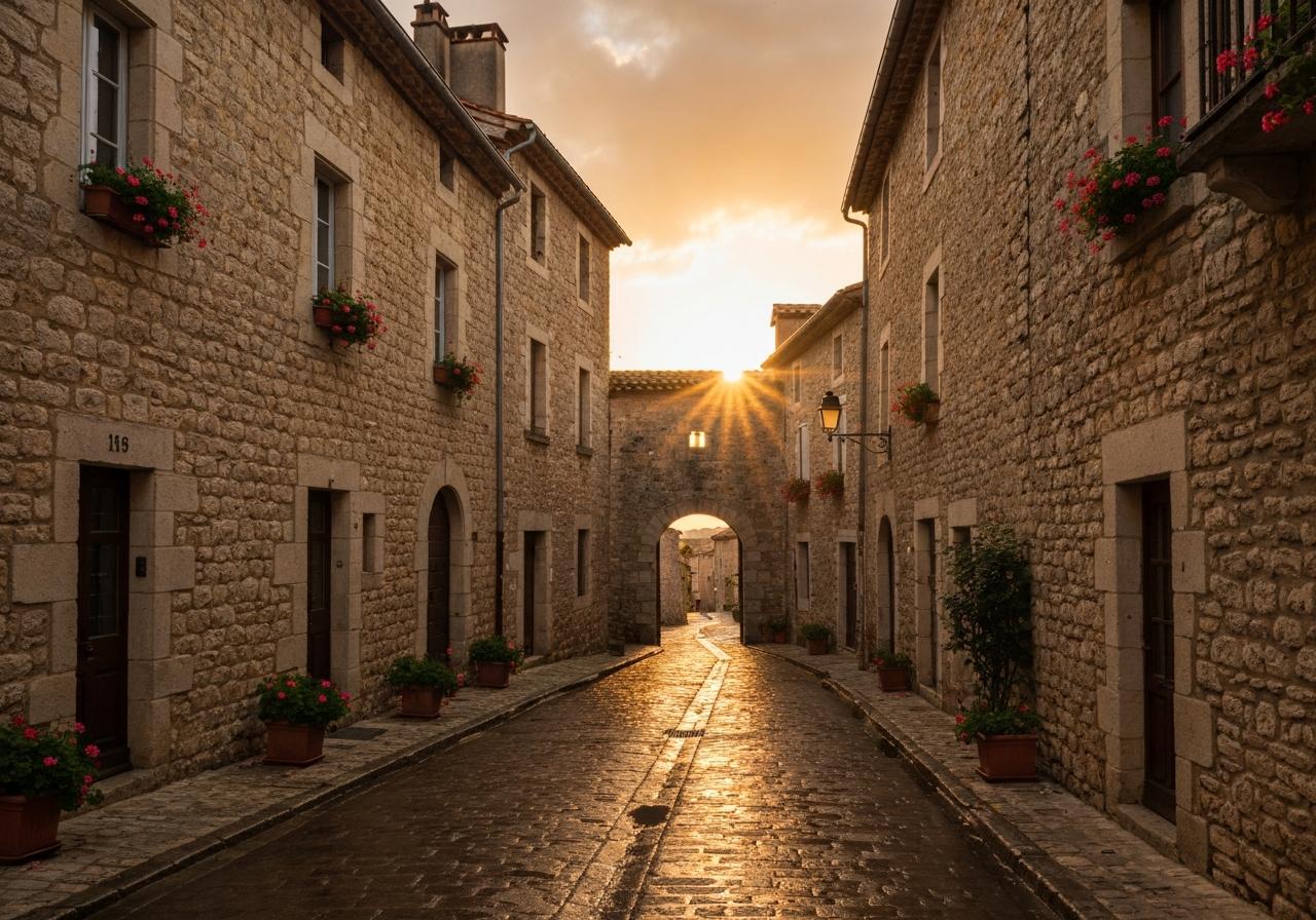 Ruelles pavées de Rochefort-en-Terre, maisons à pans de bois