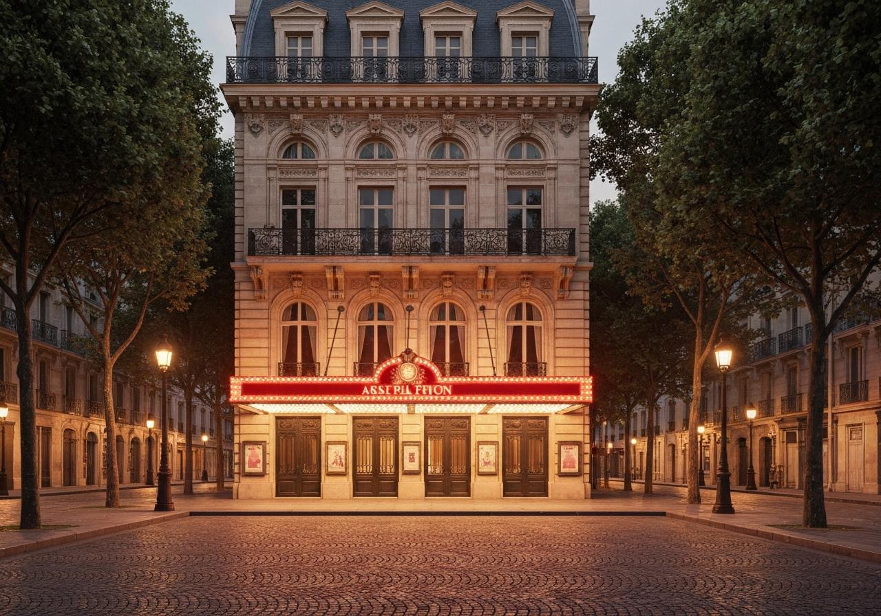 Façade Olympia boulevard des Capucines Paris nuit lettres rouges