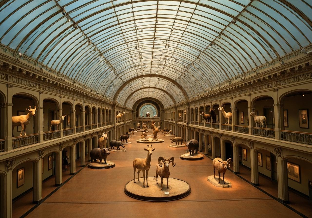 Grande Galerie de l'Évolution intérieur nef animaux naturalisés