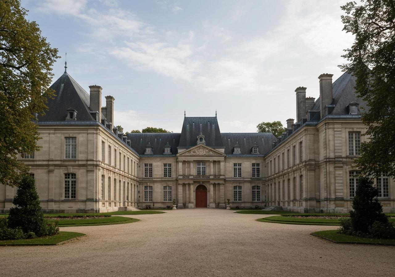 Château historique privé en région française, vue extérieure