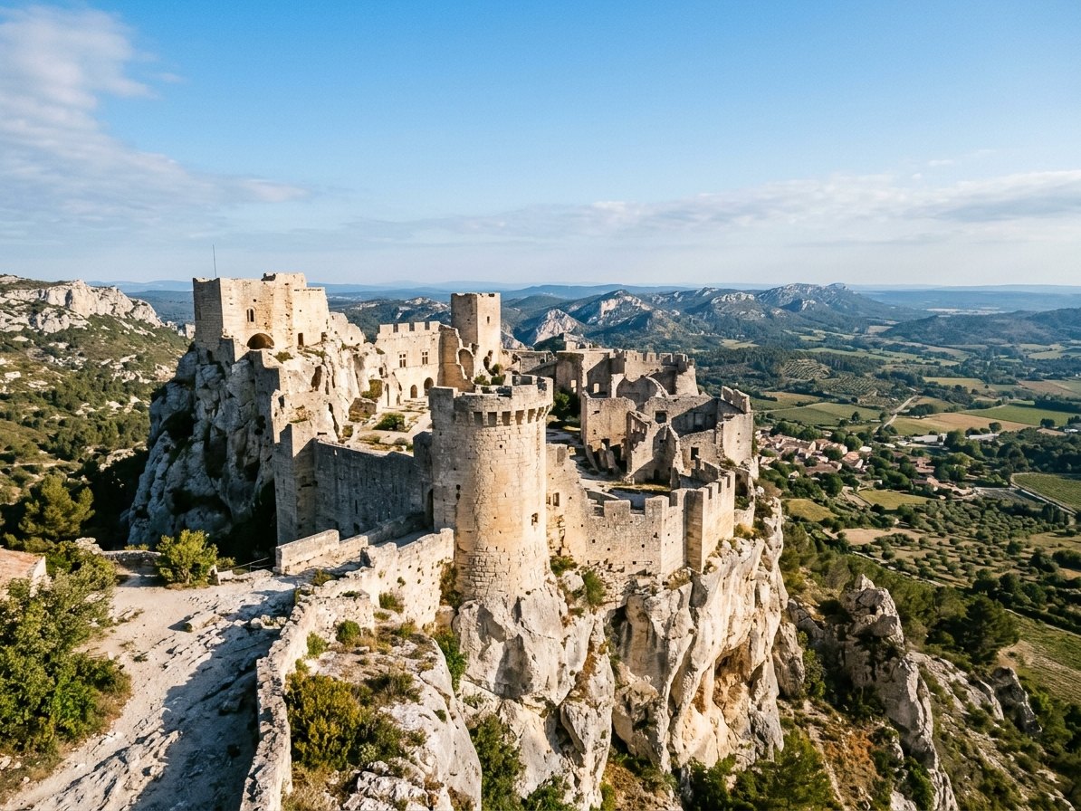 Ruines du château des Baux sur leur éperon rocheux