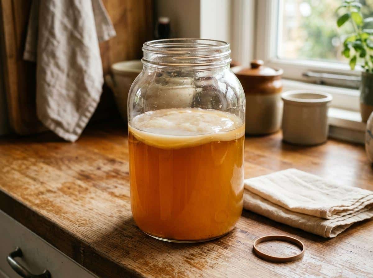 Jarre de vinaigre avec voile blanc de mère